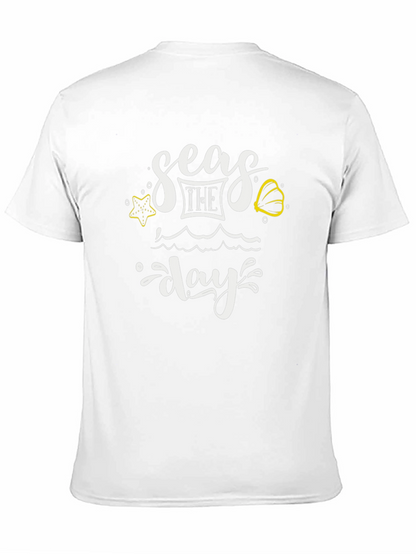 Seas The Day Graphic Tee - Black Cotton T-Shirt