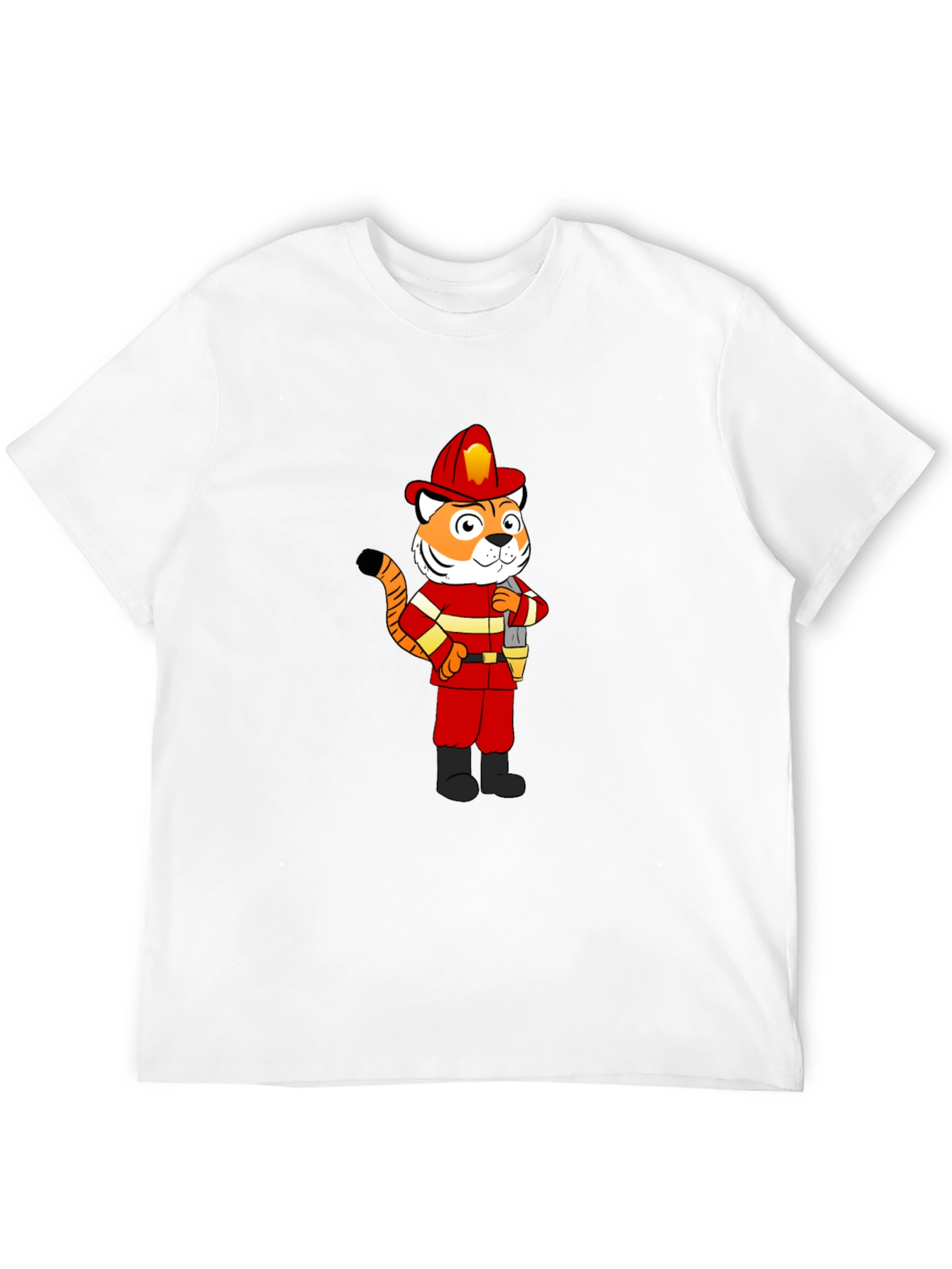 Tiger Firefighter T-Shirt - Black Crew Neck Tee