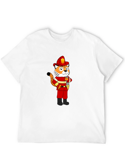 Tiger Firefighter T-Shirt - Black Crew Neck Tee