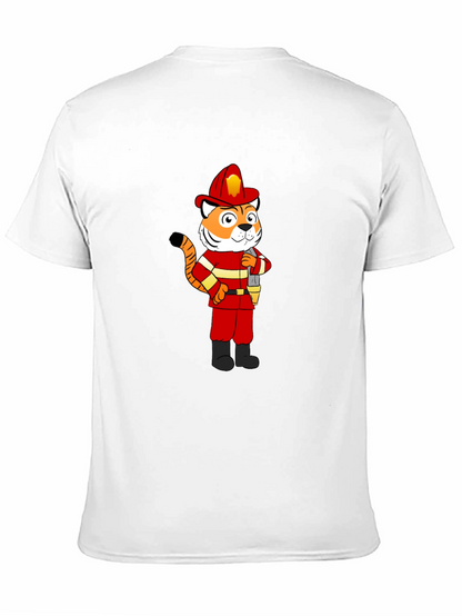 Tiger Firefighter T-Shirt - Black Crew Neck Tee