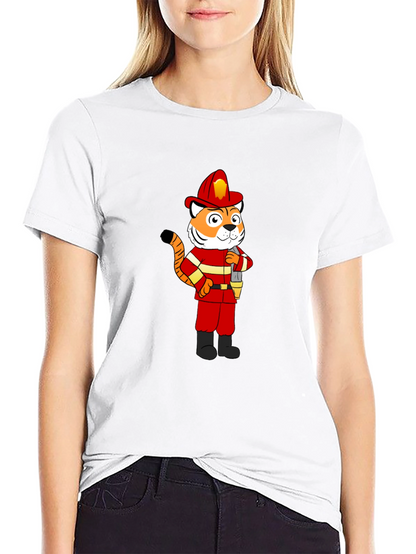 Tiger Firefighter T-Shirt - Black Crew Neck Tee