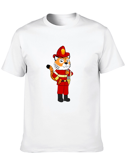 Tiger Firefighter T-Shirt - Black Crew Neck Tee