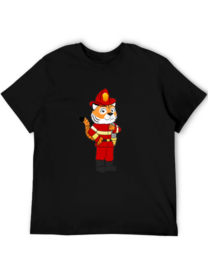 Tiger Firefighter T-Shirt - Black Crew Neck Tee