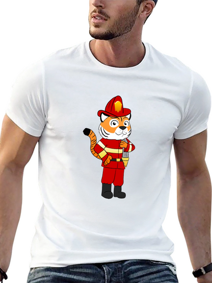 Tiger Firefighter T-Shirt - Black Crew Neck Tee