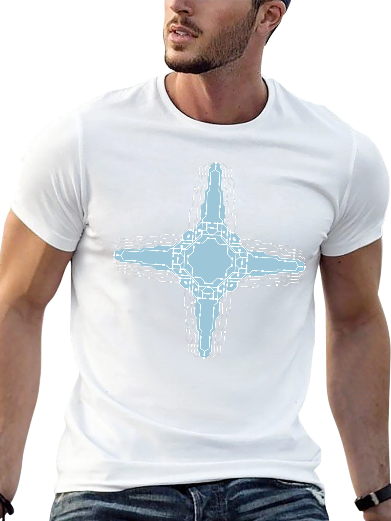 Cybernetic Cross T-Shirt - Tech Inspired Graphic Tee