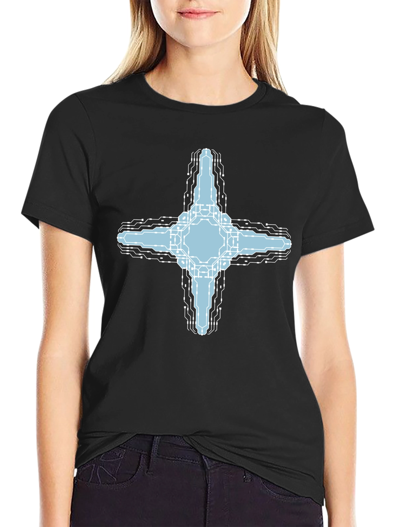 Cybernetic Cross T-Shirt - Tech Inspired Graphic Tee