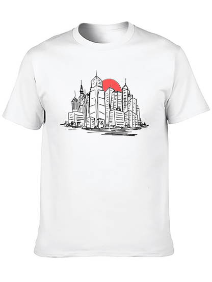 Cityscape Sunset Graphic Tee - Urban Style