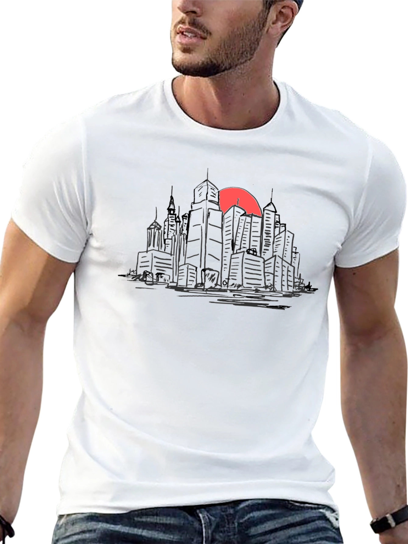 Cityscape Sunset Graphic Tee - Urban Style