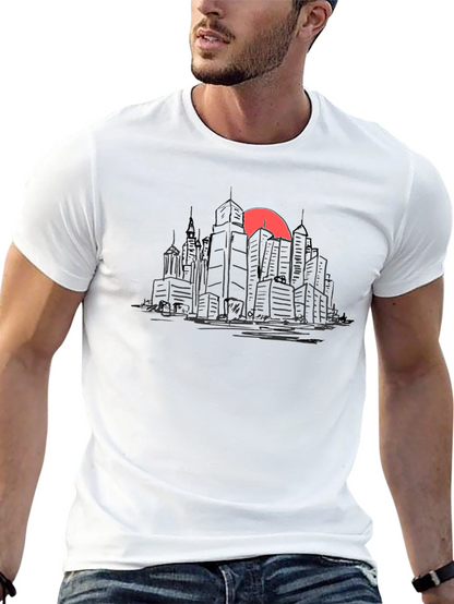 Cityscape Sunset Graphic Tee - Urban Style