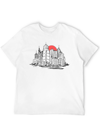 Cityscape Sunset Graphic Tee - Urban Style