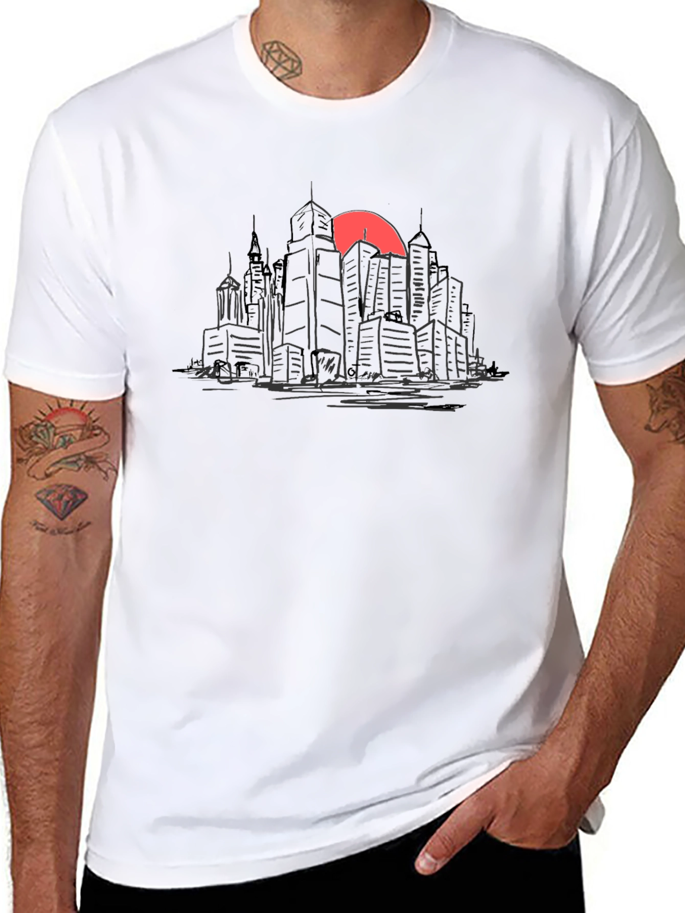 Cityscape Sunset Graphic Tee - Urban Style