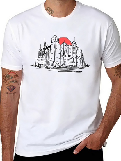 Cityscape Sunset Graphic Tee - Urban Style