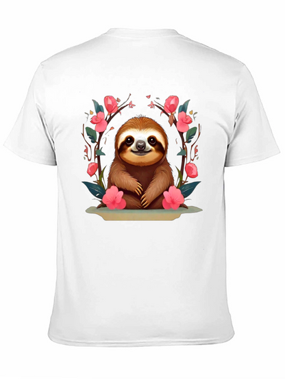 Cute Sloth Floral T-Shirt - Relaxed Fit