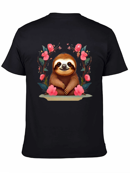Cute Sloth Floral T-Shirt - Relaxed Fit