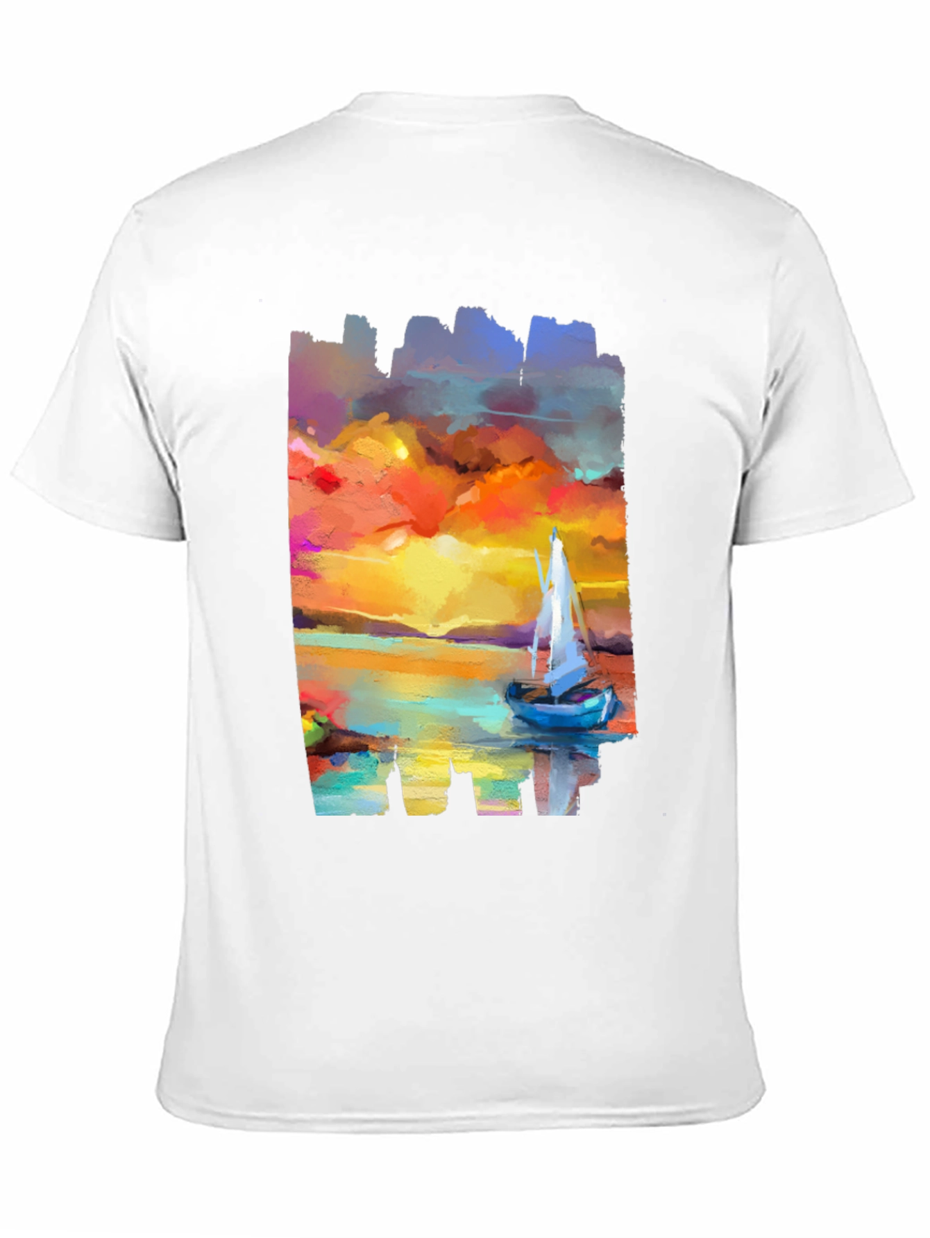 Sailboat Sunset Graphic Tee - Artistic Black T-Shirt