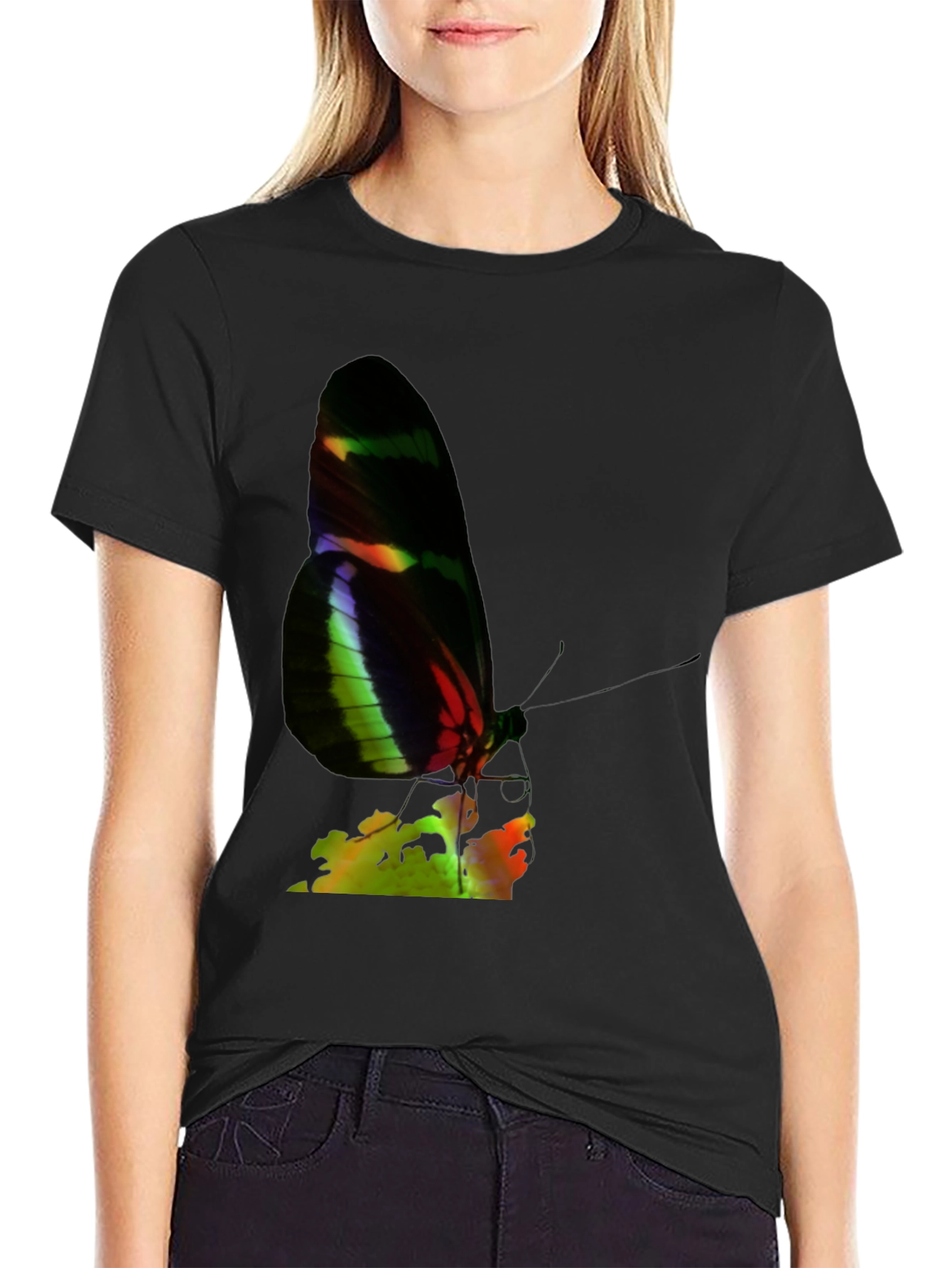 Butterfly Graphic Tee - Black Casual Shirt