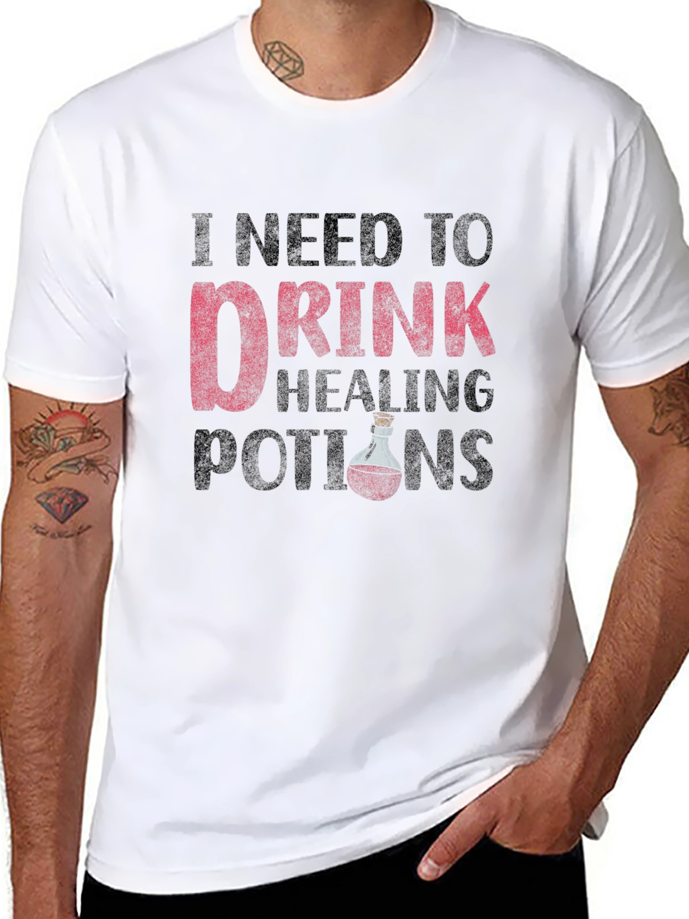 I Need To Drink Healing Potions Black T-Shirt