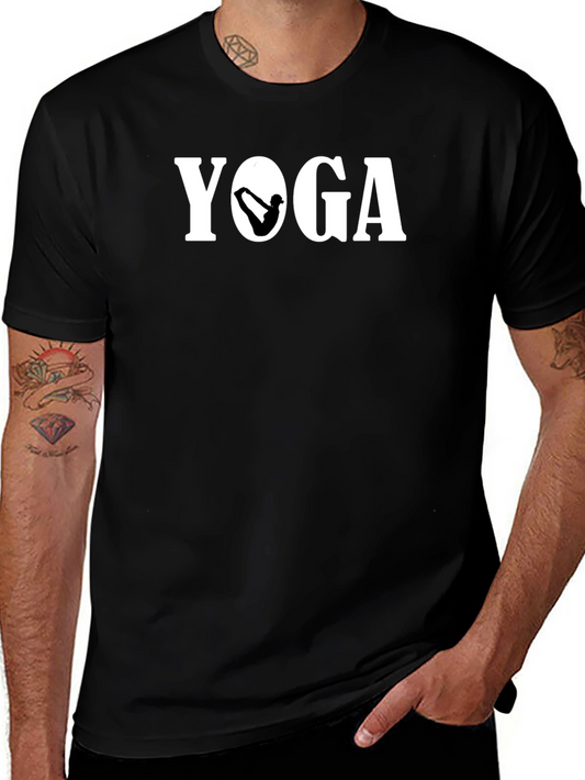 Yoga Pose Graphic Black T-Shirt for Men