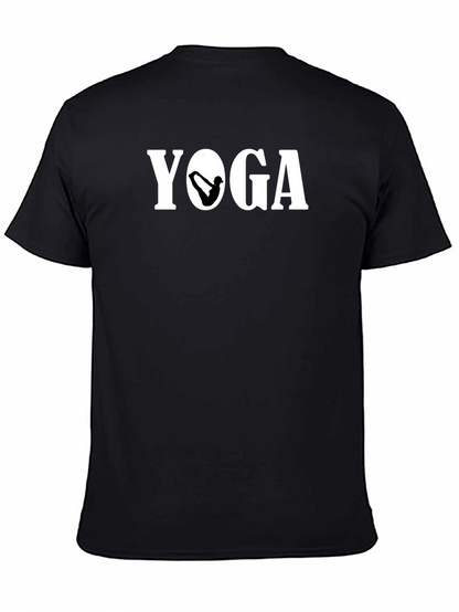 Yoga Pose Graphic Black T-Shirt for Men