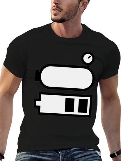 Battery Level Novelty Graphic Tee - Black Cotton Blend