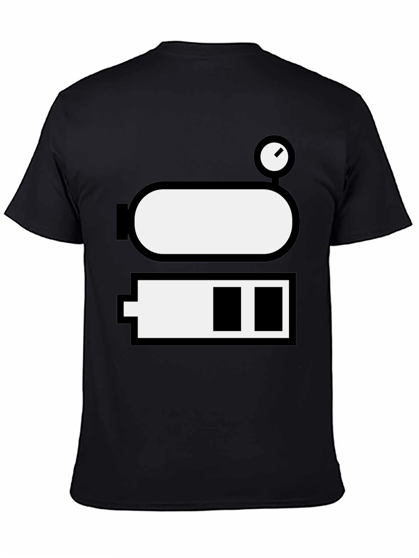Battery Level Novelty Graphic Tee - Black Cotton Blend