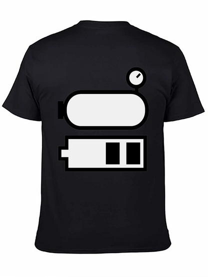 Battery Level Novelty Graphic Tee - Black Cotton Blend