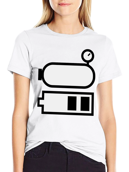 Battery Level Novelty Graphic Tee - Black Cotton Blend