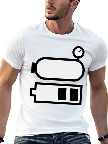 Battery Level Novelty Graphic Tee - Black Cotton Blend