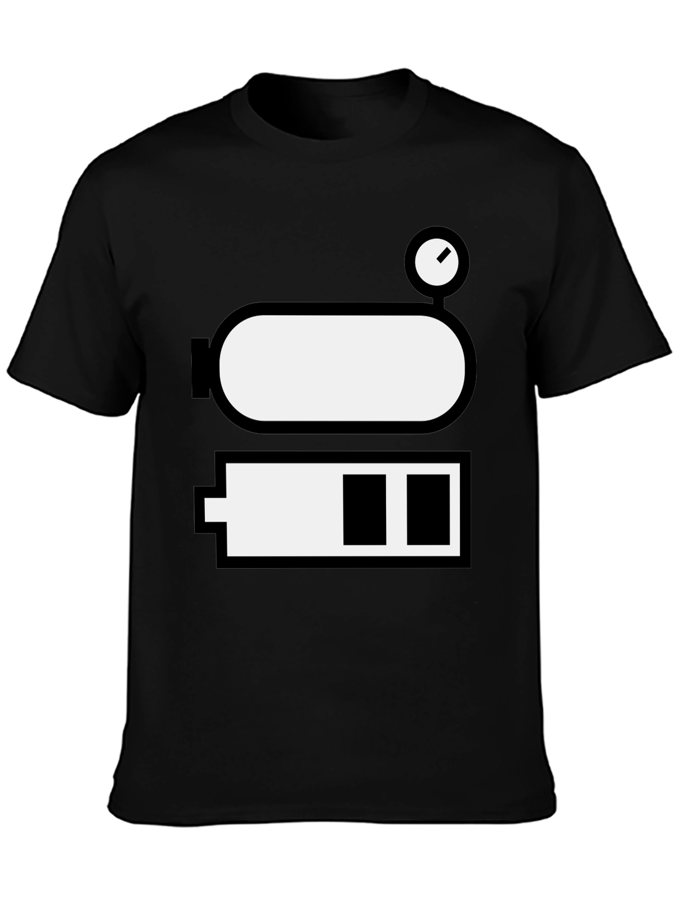 Battery Level Novelty Graphic Tee - Black Cotton Blend