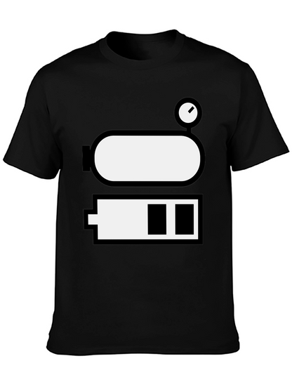 Battery Level Novelty Graphic Tee - Black Cotton Blend