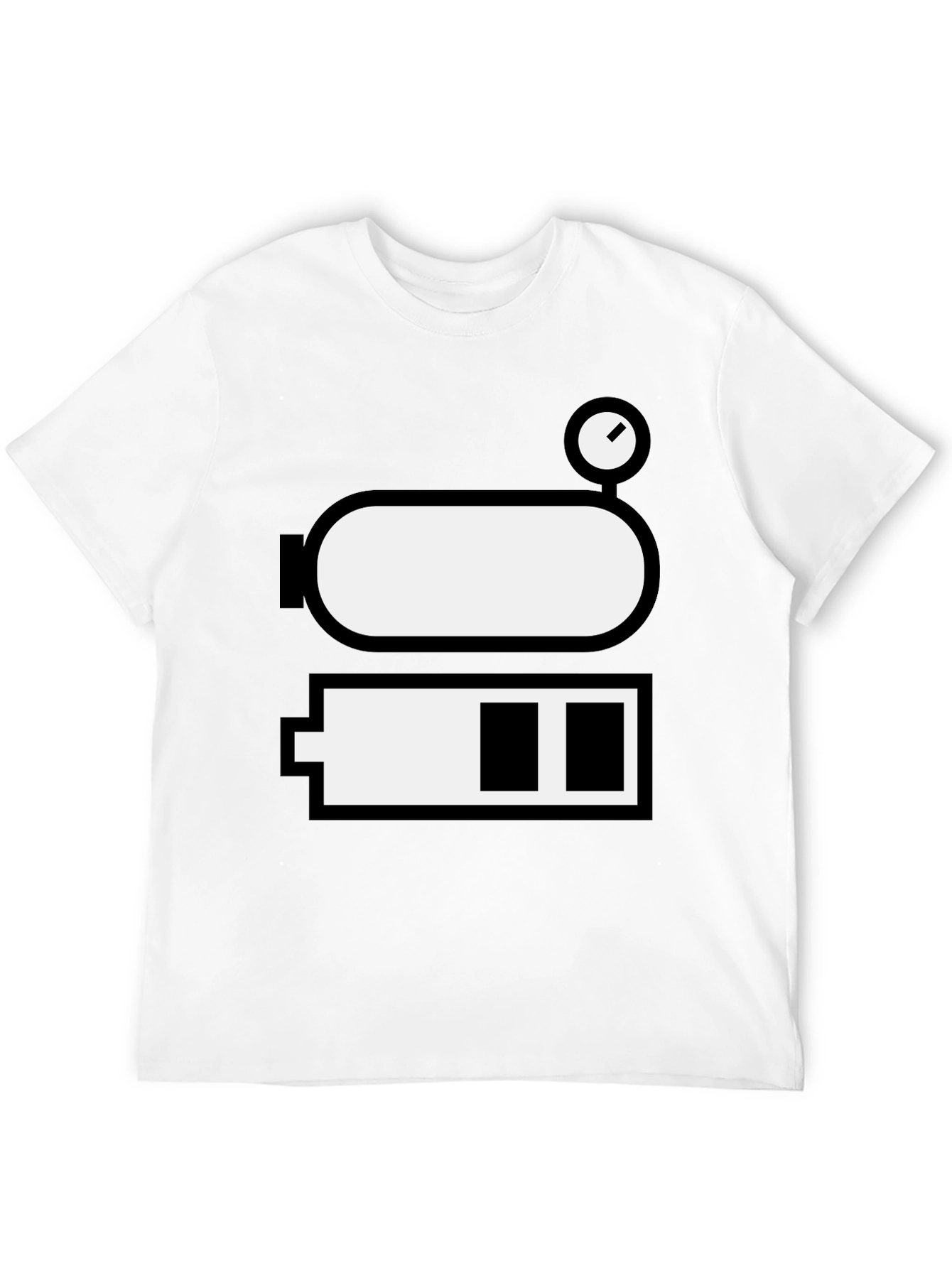 Battery Level Novelty Graphic Tee - Black Cotton Blend