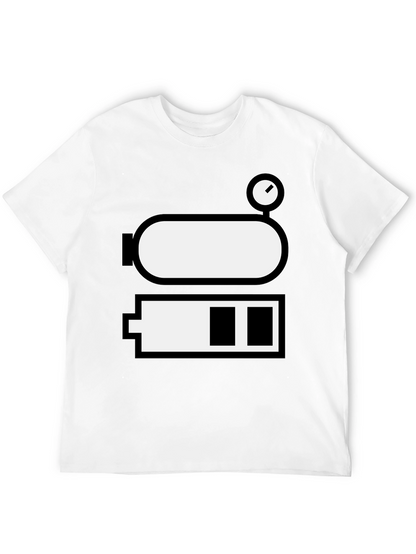 Battery Level Novelty Graphic Tee - Black Cotton Blend