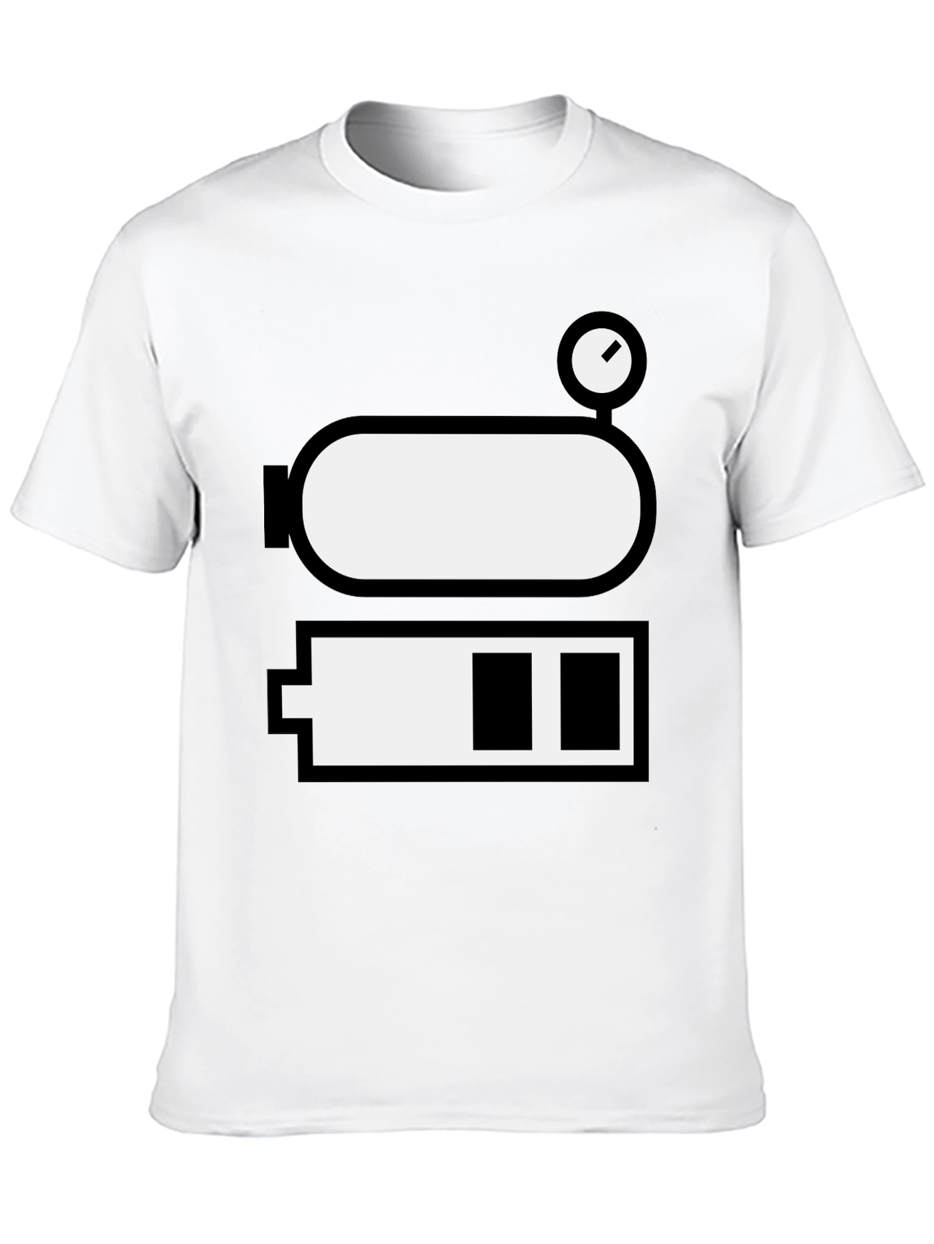 Battery Level Novelty Graphic Tee - Black Cotton Blend