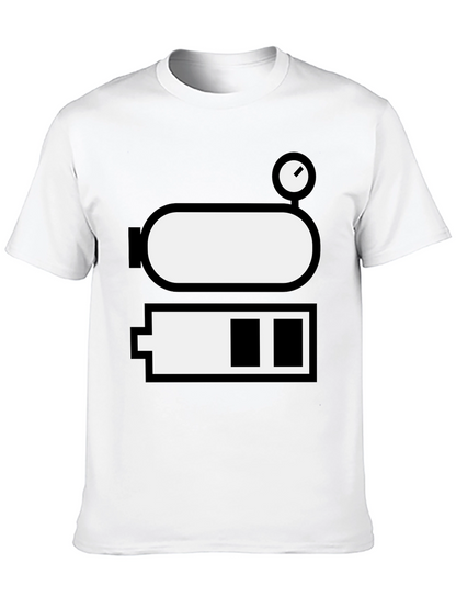 Battery Level Novelty Graphic Tee - Black Cotton Blend