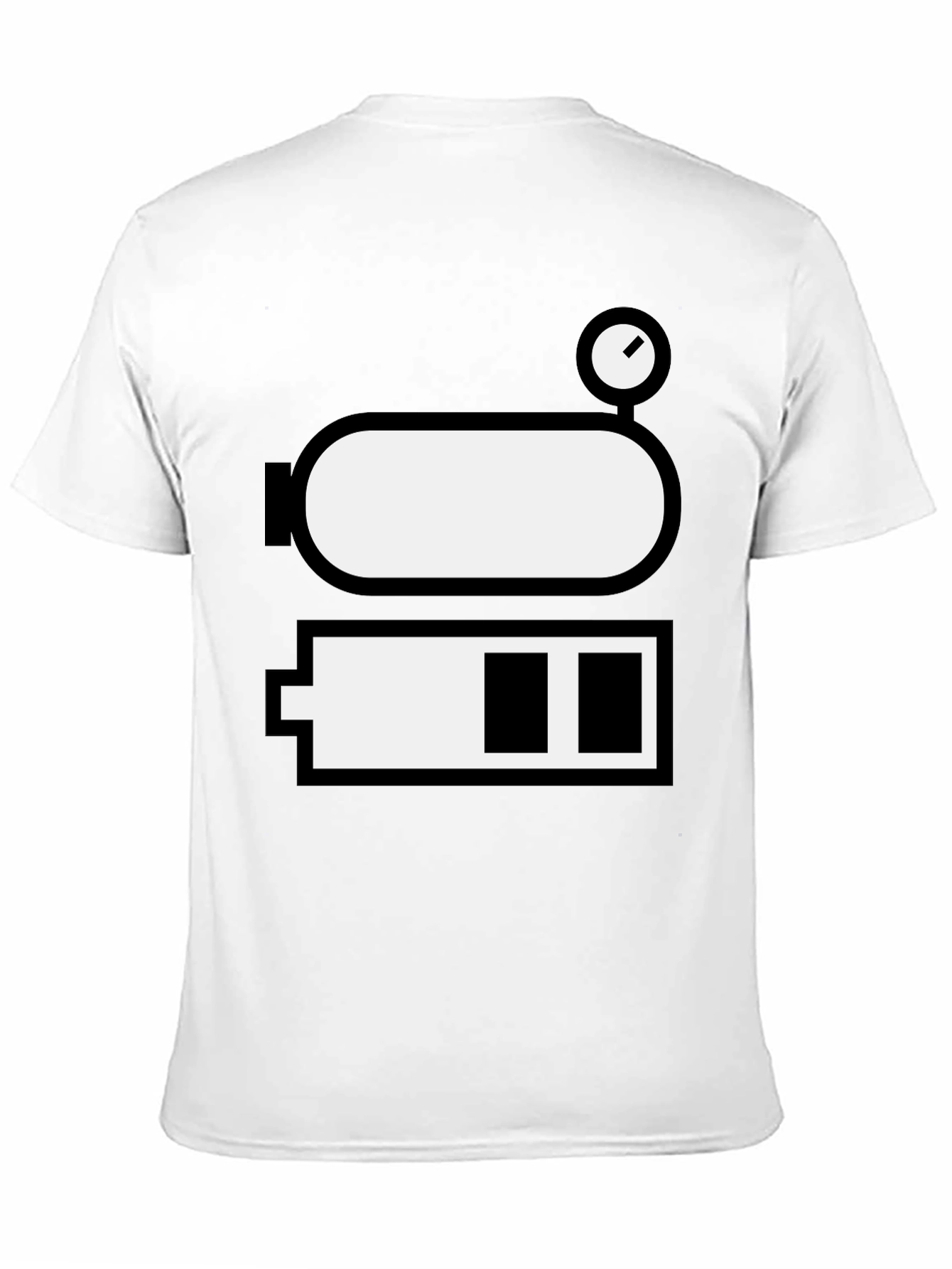 Battery Level Novelty Graphic Tee - Black Cotton Blend