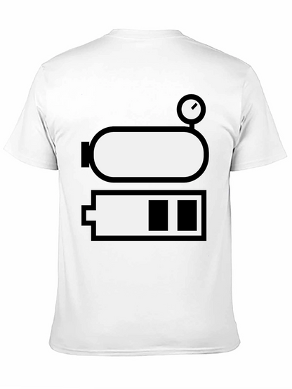 Battery Level Novelty Graphic Tee - Black Cotton Blend