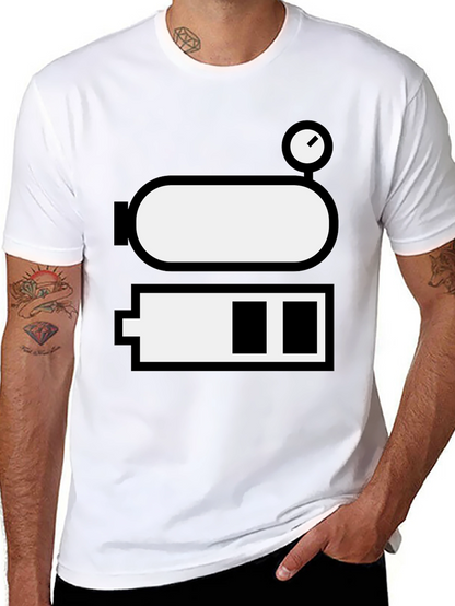 Battery Level Novelty Graphic Tee - Black Cotton Blend