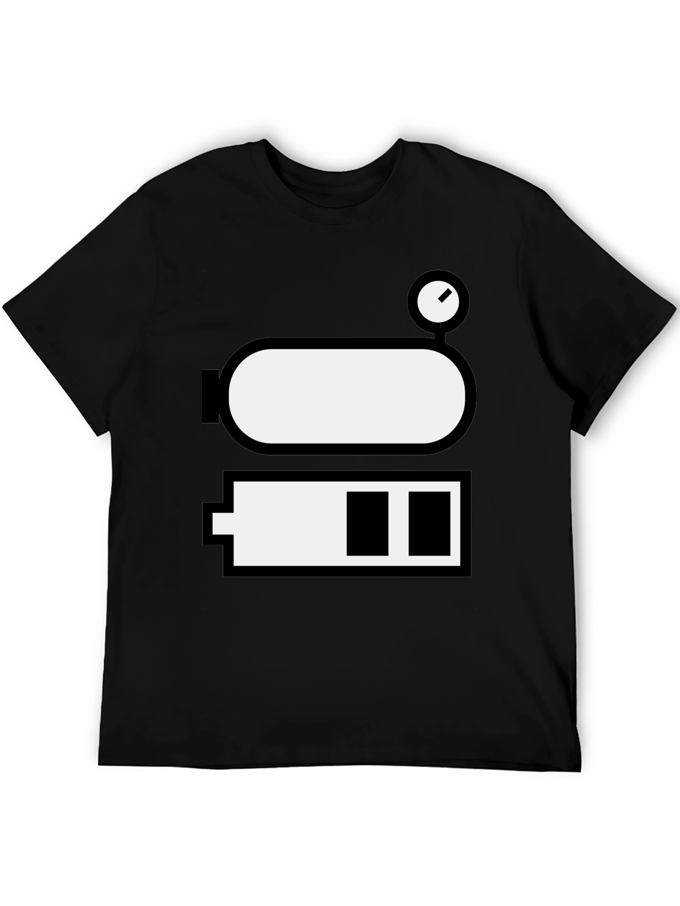 Battery Level Novelty Graphic Tee - Black Cotton Blend
