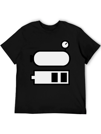 Battery Level Novelty Graphic Tee - Black Cotton Blend