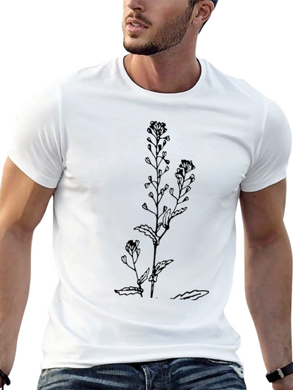 Botanical Black Tee - Stylish Minimalist Design
