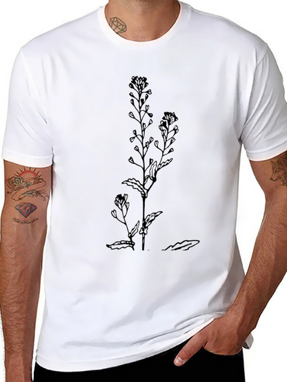 Botanical Black Tee - Stylish Minimalist Design
