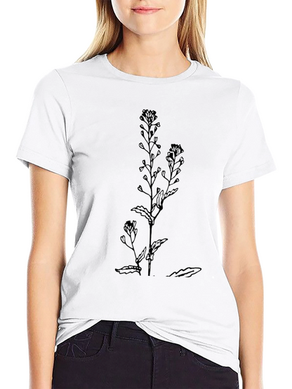 Botanical Black Tee - Stylish Minimalist Design