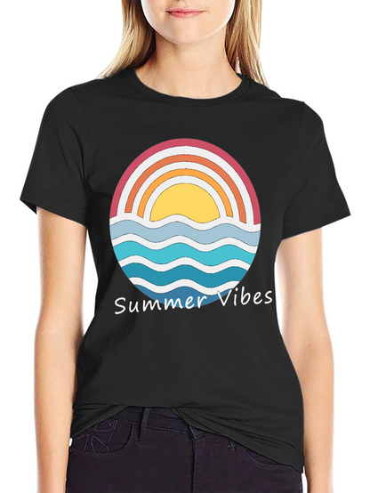 Summer Vibes Graphic Tee - Retro Sunset Design