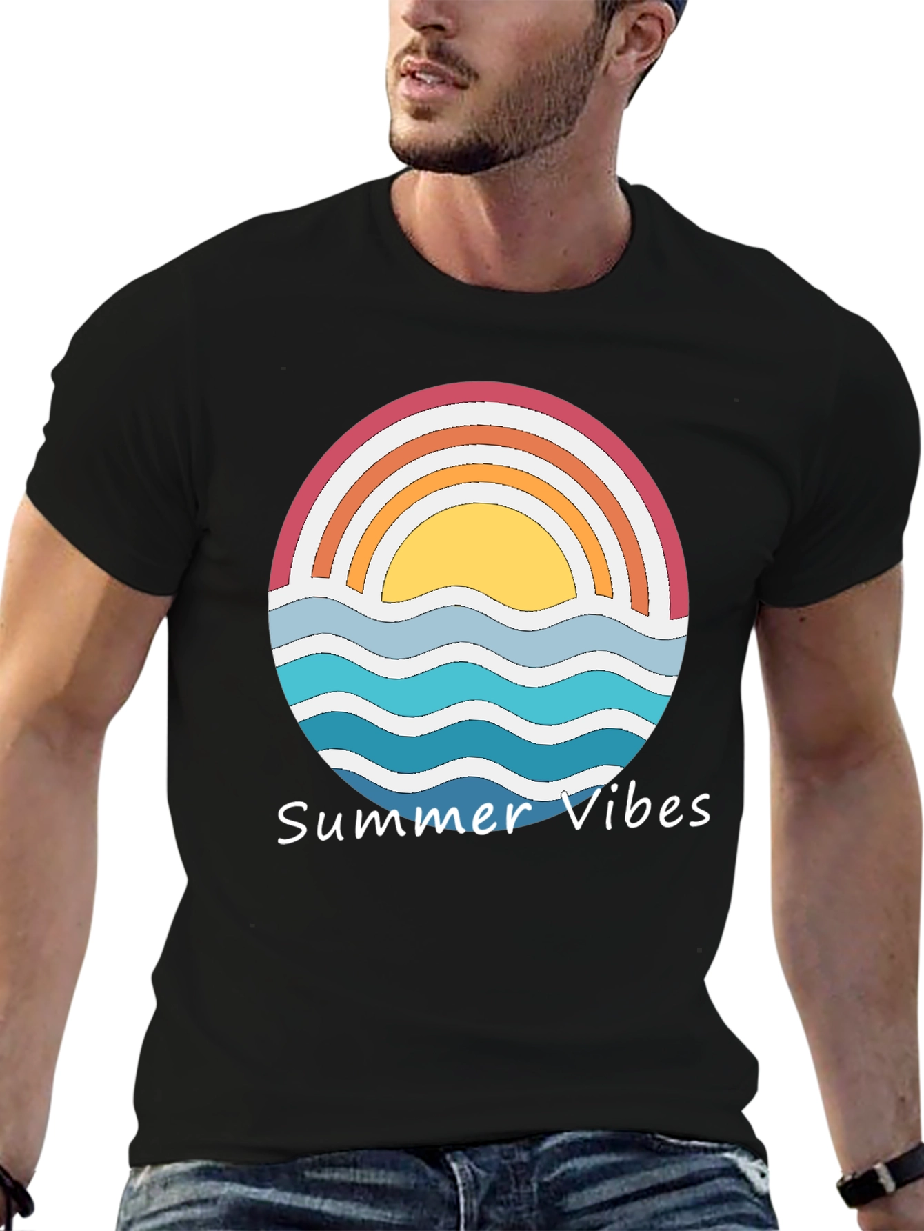 Summer Vibes Graphic Tee - Retro Sunset Design