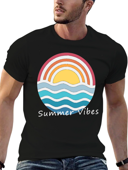 Summer Vibes Graphic Tee - Retro Sunset Design