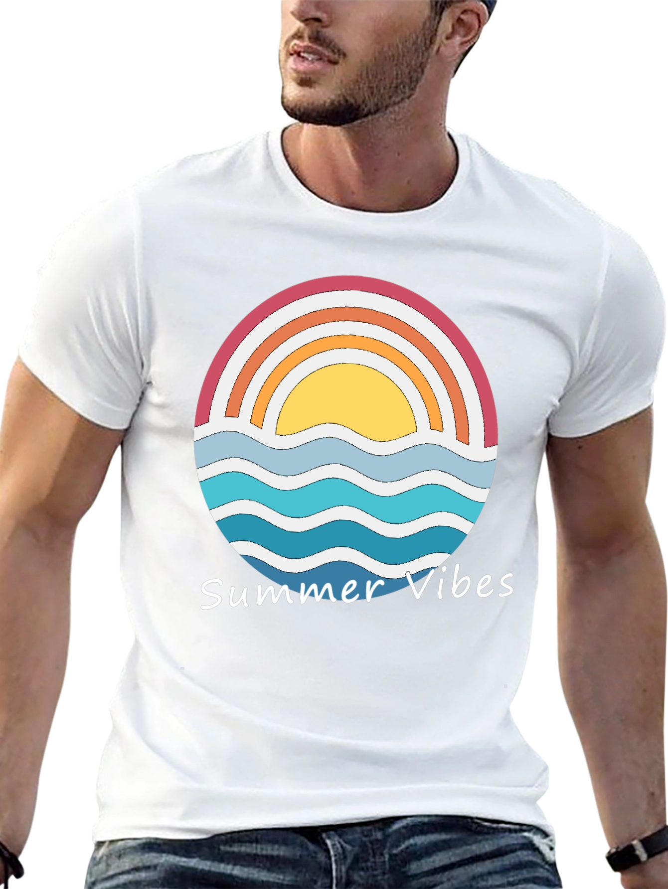 Summer Vibes Graphic Tee - Retro Sunset Design