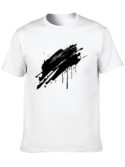 Mens Black Graphic T-Shirt - Abstract Ink Splash Design