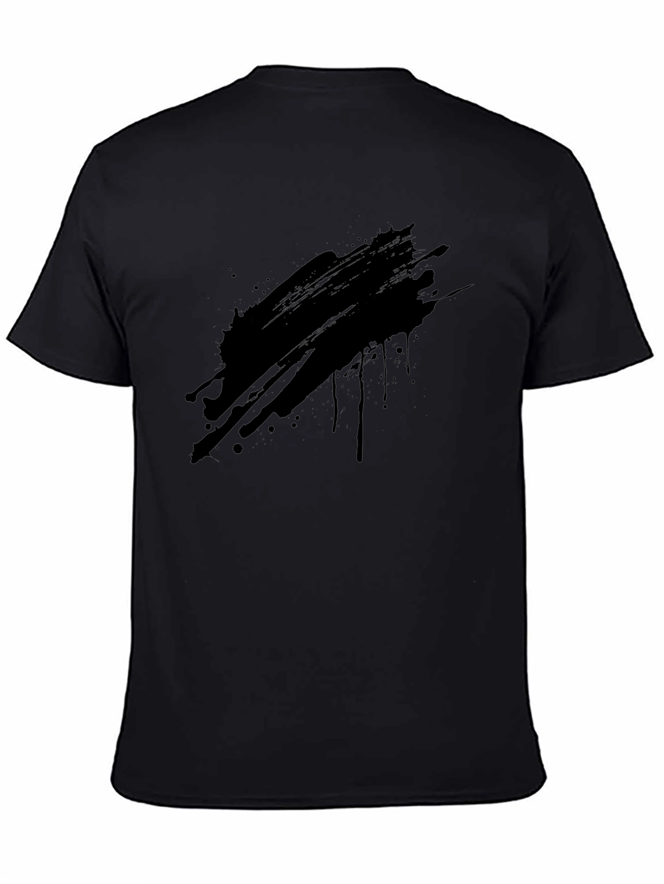 Mens Black Graphic T-Shirt - Abstract Ink Splash Design