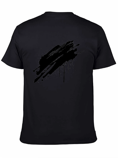 Mens Black Graphic T-Shirt - Abstract Ink Splash Design