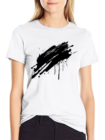 Mens Black Graphic T-Shirt - Abstract Ink Splash Design